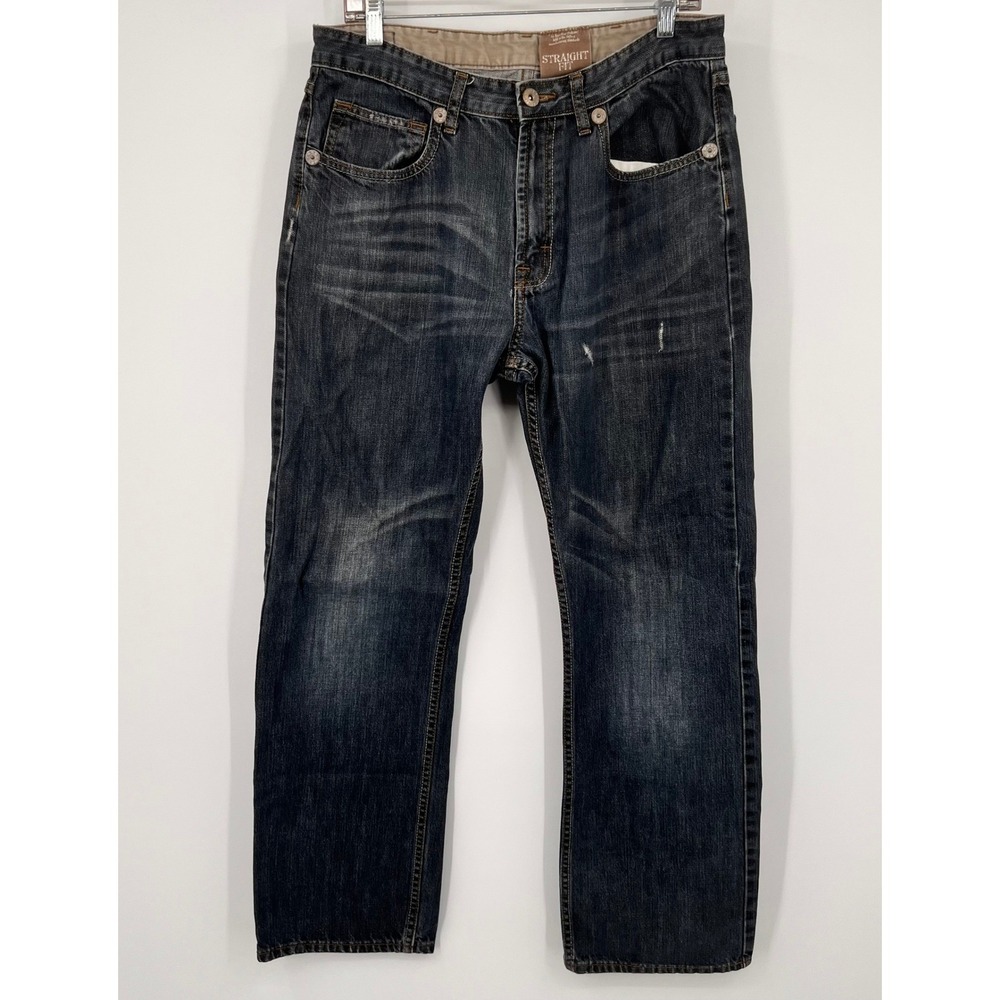 Vintage Wrangler Jeans Co Mens Straight Fit Dark Wash Denim Jeans 34x32 RN130273